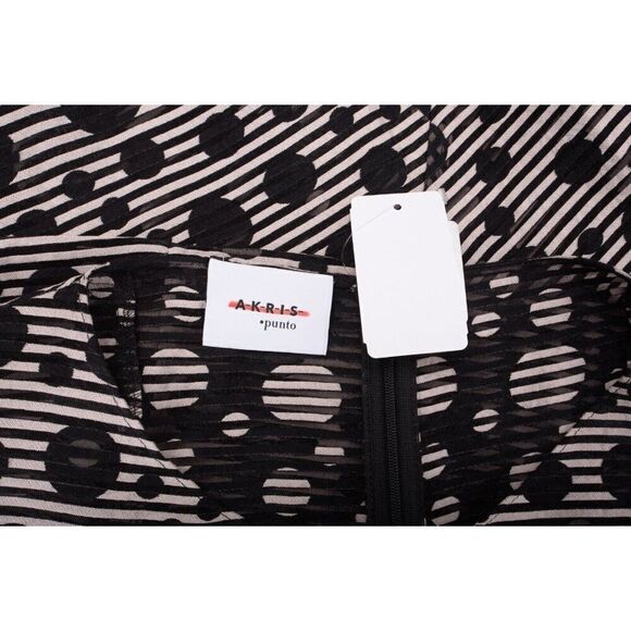 Akris Punto Womans Jacquard Dot Midi Dress Size 10 Black Polka Dot Organdy NWT - Picture 7 of 9